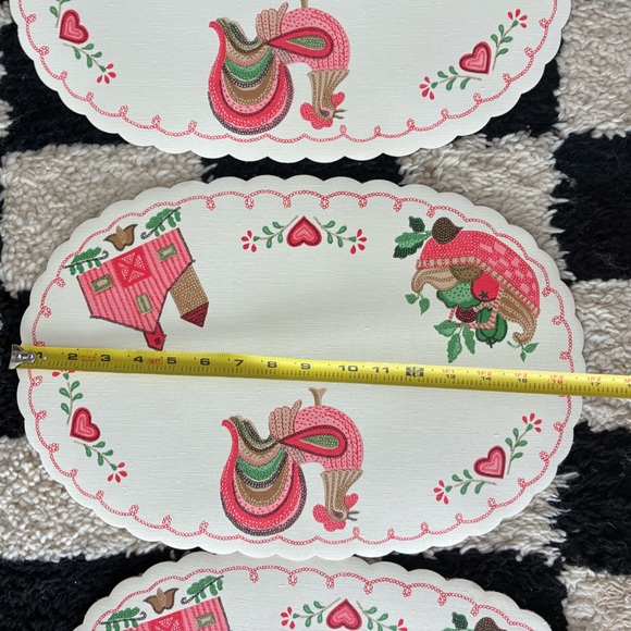 Vintage Retro Chicken Farmhouse Vinyl Oval Placemats - Picture 11 of 12